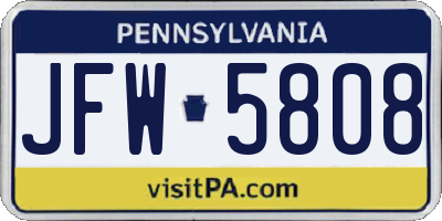 PA license plate JFW5808