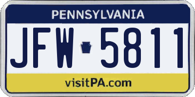 PA license plate JFW5811