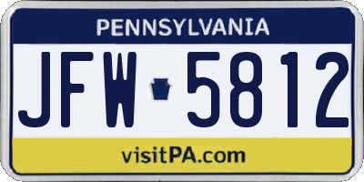 PA license plate JFW5812
