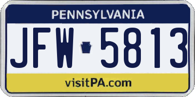 PA license plate JFW5813