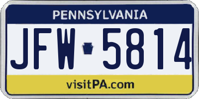 PA license plate JFW5814