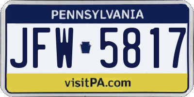 PA license plate JFW5817