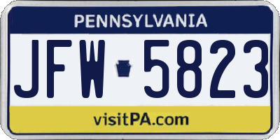 PA license plate JFW5823