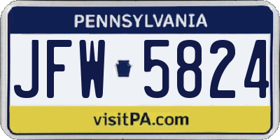 PA license plate JFW5824