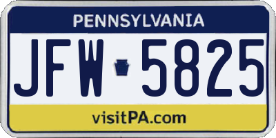 PA license plate JFW5825