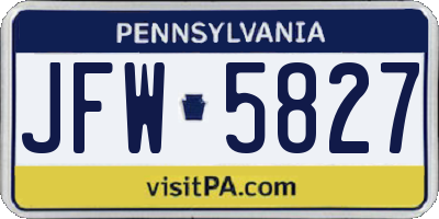 PA license plate JFW5827