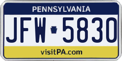 PA license plate JFW5830
