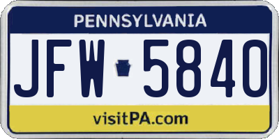 PA license plate JFW5840