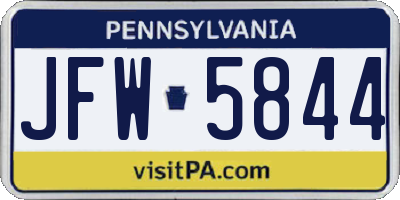 PA license plate JFW5844