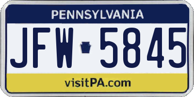 PA license plate JFW5845