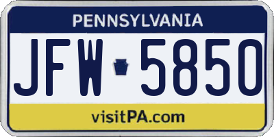 PA license plate JFW5850