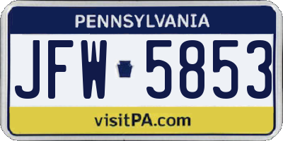 PA license plate JFW5853