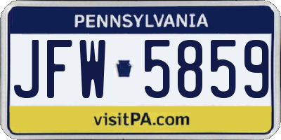 PA license plate JFW5859