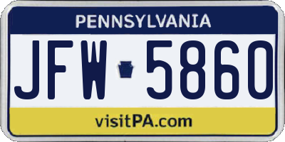PA license plate JFW5860