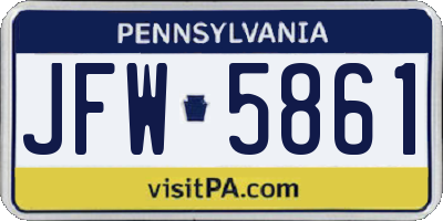 PA license plate JFW5861