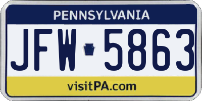 PA license plate JFW5863