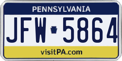 PA license plate JFW5864