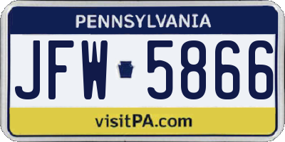 PA license plate JFW5866