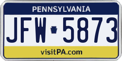PA license plate JFW5873
