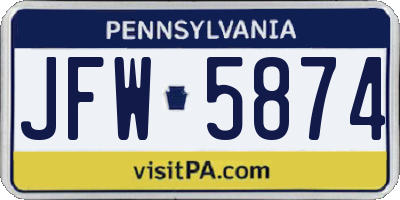 PA license plate JFW5874
