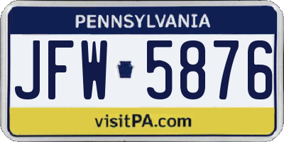 PA license plate JFW5876