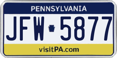 PA license plate JFW5877