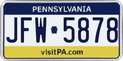 PA license plate JFW5878