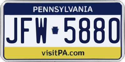 PA license plate JFW5880