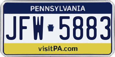 PA license plate JFW5883