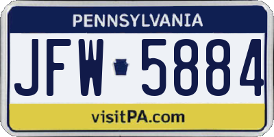 PA license plate JFW5884