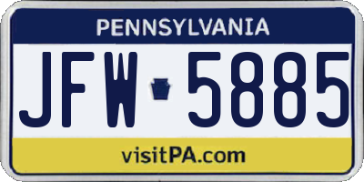 PA license plate JFW5885