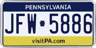 PA license plate JFW5886