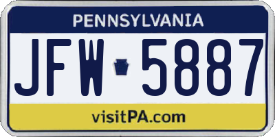 PA license plate JFW5887