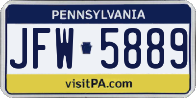PA license plate JFW5889