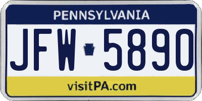 PA license plate JFW5890