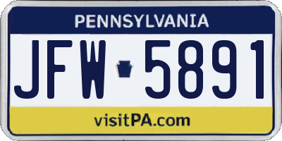 PA license plate JFW5891