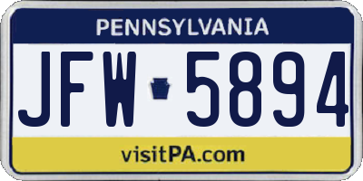 PA license plate JFW5894
