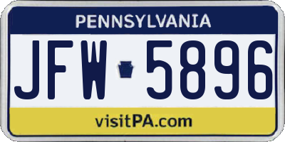 PA license plate JFW5896