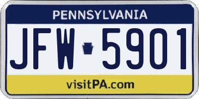PA license plate JFW5901