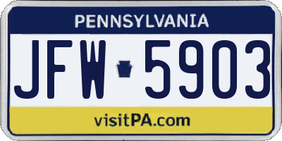 PA license plate JFW5903