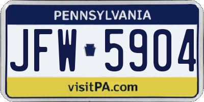 PA license plate JFW5904