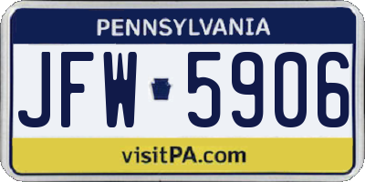 PA license plate JFW5906
