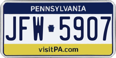 PA license plate JFW5907