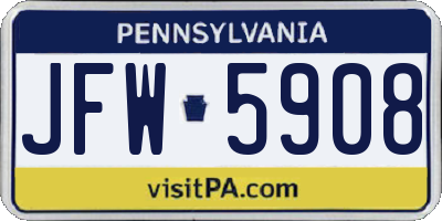 PA license plate JFW5908