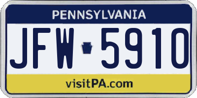 PA license plate JFW5910