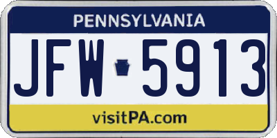 PA license plate JFW5913
