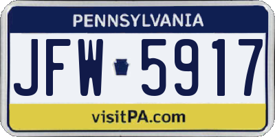 PA license plate JFW5917