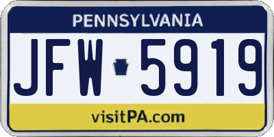 PA license plate JFW5919
