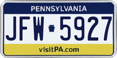 PA license plate JFW5927