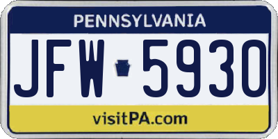 PA license plate JFW5930